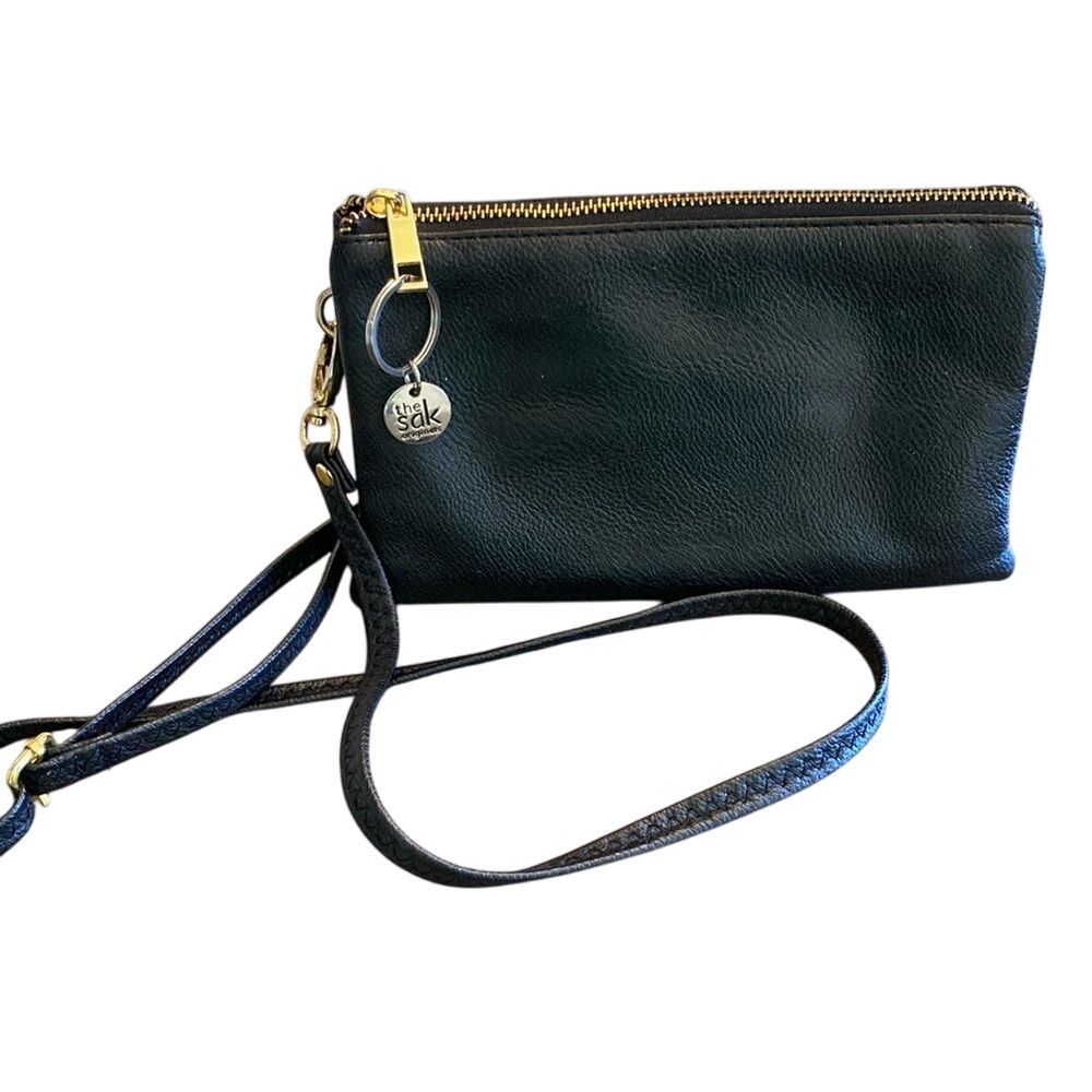 The Sak Womens Small Leather Crossbody Purse Black 8x5 Multiple‎ Pockets Zip